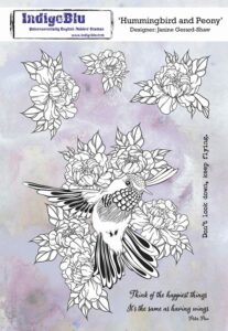 Indigoblu Stempel A5 Hummingbird And Peony