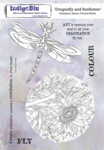 Indigoblu Stempel A5 Dragonfly And Sunflower