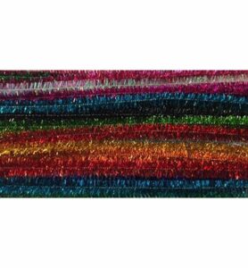 Chenille Draad Glitter Assorti Kleuren 24 Stuks 8mm