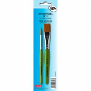 Juniorpenseel Met Korte Steel Set Nr. 1 1x Rond 1x Plat