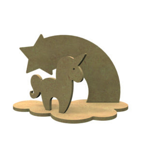 Mdf Set Met Eenhoorn Unicorn En Regenboog 24 X 15 Cm