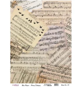Cadence Rijst Decoupage Papier 191 30x42 Cm Bladmuziek