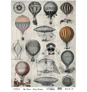 Cadence Rijst Decoupage Papier 211 30x42 Cm Luchtballonen