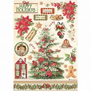 Stamperia Rijstpapier Classic Christmas Tree Rice Paper A4