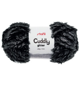 Cuddly Glitter Yarn, Black 100gr / 52mtr