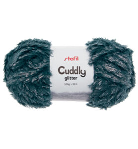 Cuddly Glitter Yarn, Petrol Green 100gr / 52mtr
