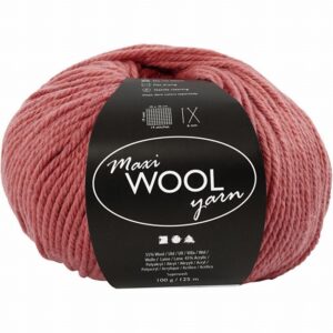 Maxi Wool Yarn Donkerroze, L: 125 M, 100 Gr