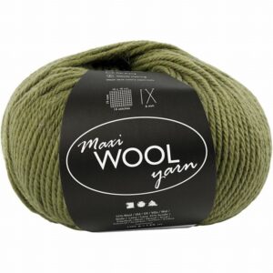 Maxi Wool Yarn Olijfgroen, L: 125 M, 100 Gr