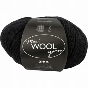 Maxi Wool Yarn Zwart, L: 125 M, 100 Gr