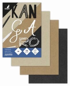 Papierblok Kangaro A5 3x12v L.bruin, Bruin En Zwart Kraft