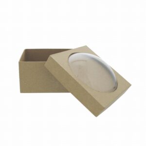 Papier Mache Doos Vierkant, Met Dome 13 X 13 Cm