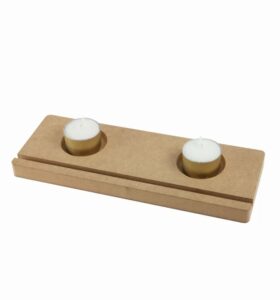 Gomille Mdf Figuur Waxinelichthouder Met Standaard 9x25cm