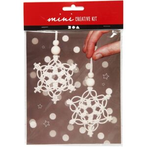 Mini Creative Kit, Macramé Sneeuwvlok H: 11 Cm, 3 Stuks