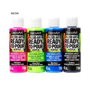DecoArt Fluid Art Ready-to-pour Acrylic Packs, Neon Blast - Foamtastic Crafts