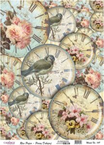 Cadence Rijst Decoupage Papier 149 30x42 Cm Vogel Klokken