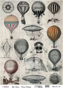 Cadence Rijst Decoupage Papier 211 30x42 Cm Luchtballonen