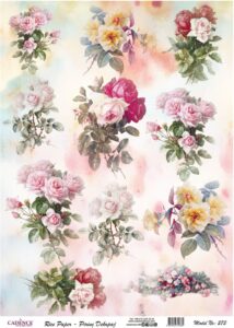 Cadence Rijst Decoupage Papier 273 30x42 Cm Rozen Aquarel
