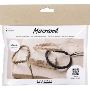 Mini Hobbyset Macramé Armband Zwart Olijfbruin Zandkleur