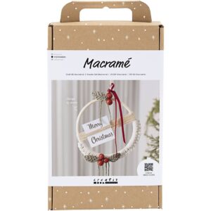 Hobbyset Macramé Kerstkrans Mosgroen Kerstrood Off White