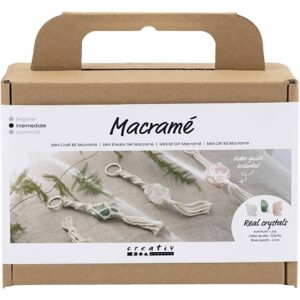 Mini Hobbyset Macramé Sleutelhangers Mat Transparant Dusty Groen Zacht Roze Licht Naturel