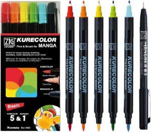 Kurecolor Fine & Brush For Manga Basic 5+1