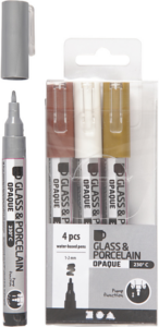 Glas En Porseleinstift Dekkend Set Metallic 4 Stuks