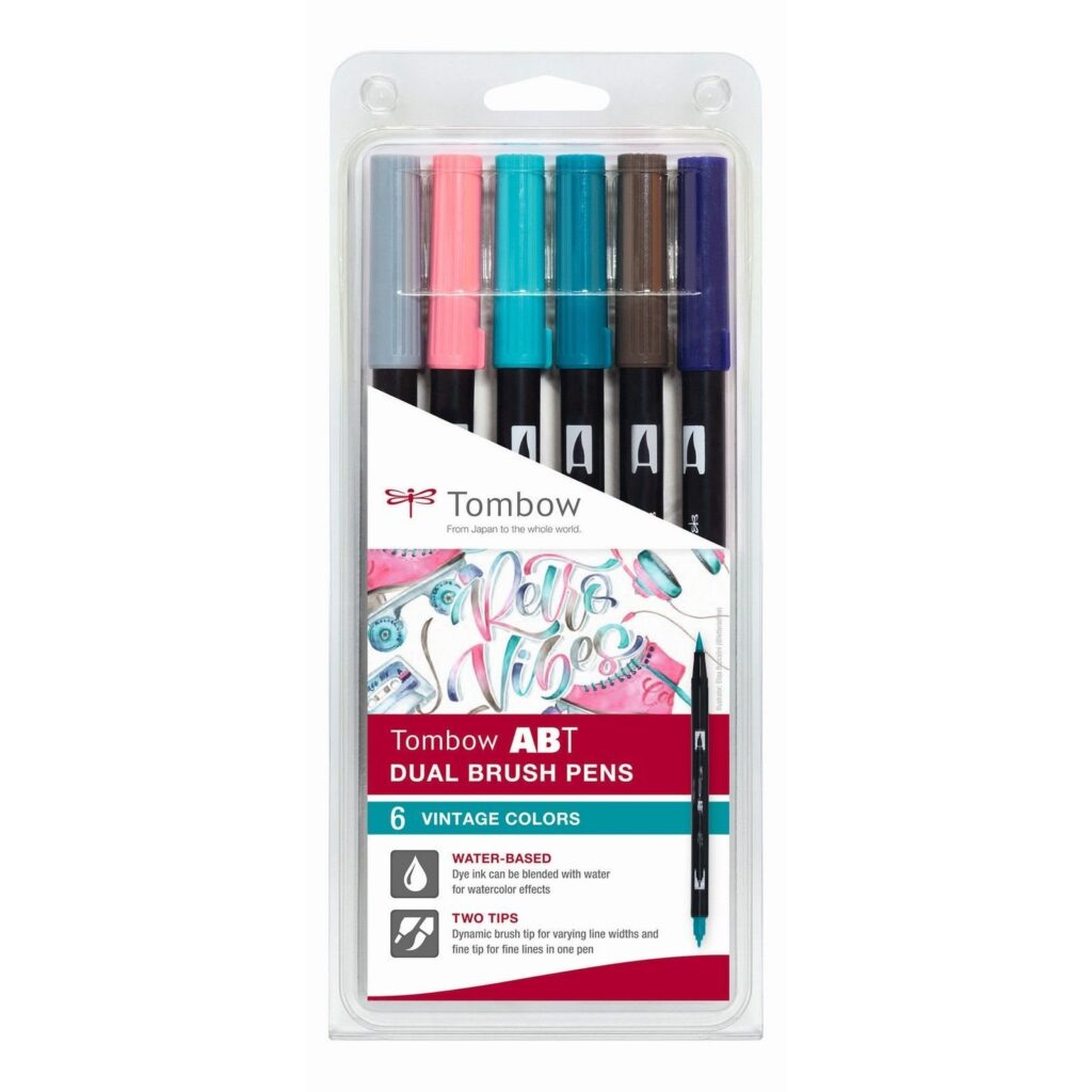 Abt Dual Brush Pen Set Vintage Kleuren 6pcs
