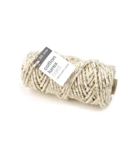 Vivant – Cotton Lurex Twist – Creme/Ivory – 25mtr x 4mm - Foamtastic Crafts