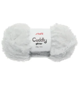 Cuddly Glitter Yarn, White 100gr / 52mtr