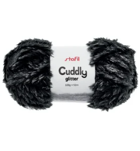Cuddly Glitter Yarn, Black 100gr / 52mtr - Foamtastic Crafts