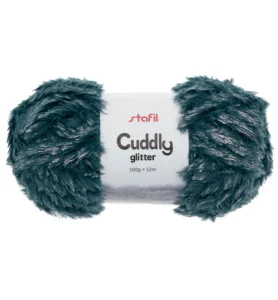 Cuddly Glitter Yarn, Petrol Green 100gr / 52mtr - Foamtastic Crafts
