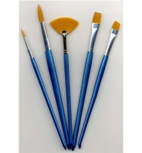 Artist Brush Set, 1x fan, 2x round, 1x angular, 1x flat, 5 pcs - Foamtastic Crafts