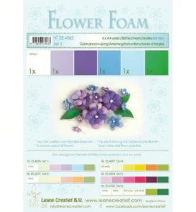 Flower foam assortment Set 2, 6 sheets A4 0,8mm, blue – violet colours incl, instructions, - Foamtastic Crafts