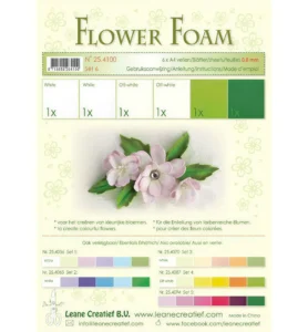 Flower foam assortment Set 6, 6 sheets A4 0,8mm, white-green colours incl, instructions, - Foamtastic Crafts