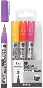 Glas En Porseleinstift Dekkend Set Secundaire Kleuren 4 Stuks