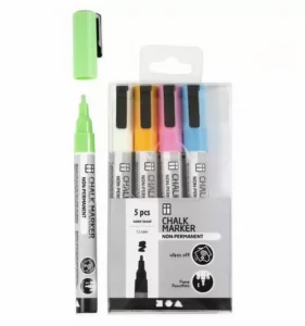Chalk Markers Set 1,2-3 mm Sterke Kleuren 5 stuks - Foamtastic Crafts