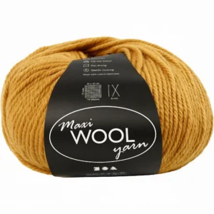 Maxi Wool Yarn -donkergeel, L: 125 m, 100 gr - Foamtastic Crafts