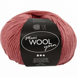 Maxi Wool Yarn -donkerroze, L: 125 m, 100 gr - Foamtastic Crafts