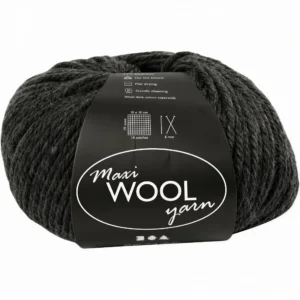 Maxi Wool Yarn -donker grijs mix, L: 125 m, 100 gr - Foamtastic Crafts
