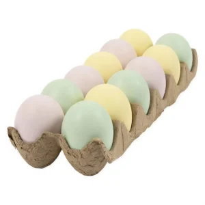 Doosje met kunststof eieren PASTEL , afm, 6 cm – 12 stuks - Foamtastic Crafts