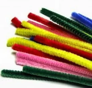 Chenille draad, 15 mm, Assortikleuren – 16 stuks in zakje - Foamtastic Crafts