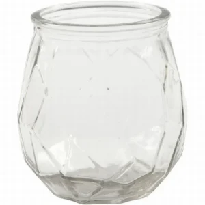 Glazen kandelaar, H: 10,5 cm, d: 9,5 cm, gatgrootte 7,3 cm - Foamtastic Crafts