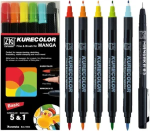 Kurecolor Fine & Brush for Manga Basic 5+1 - Foamtastic Crafts