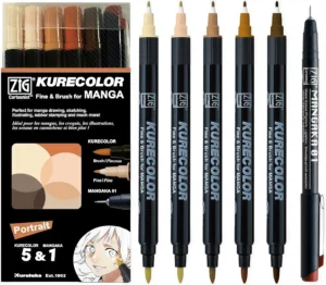 Kurecolor Fine & Brush for Manga Portrait 5+1 - Foamtastic Crafts