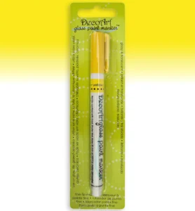 DecoArt Glass Paint Markers 1mm, Translucent Yellow - Foamtastic Crafts