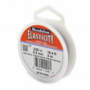 Beadalon Elasticity – Elastiek –  0,5 mm- 5 m – zilverkleur - Foamtastic Crafts